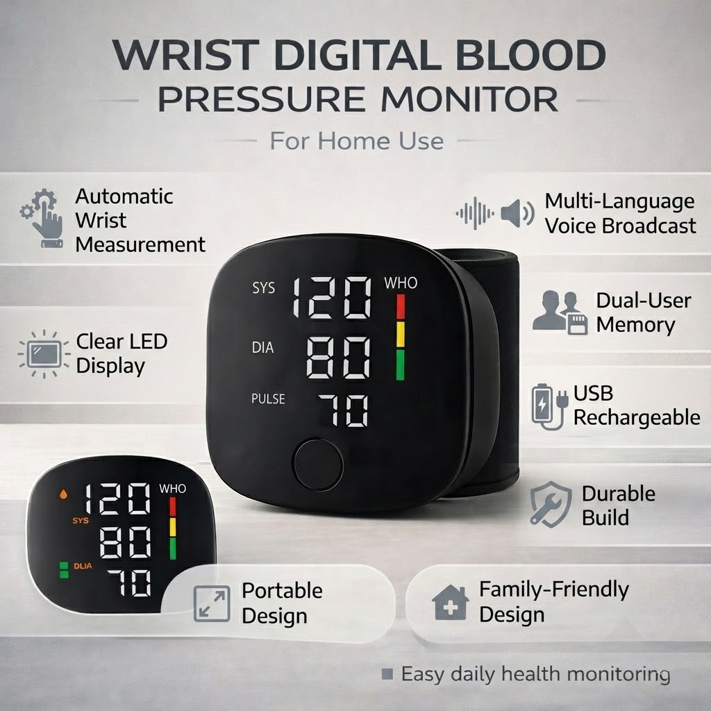 Automatic Blood Pressure Monitor Wrist Digital - Image 3