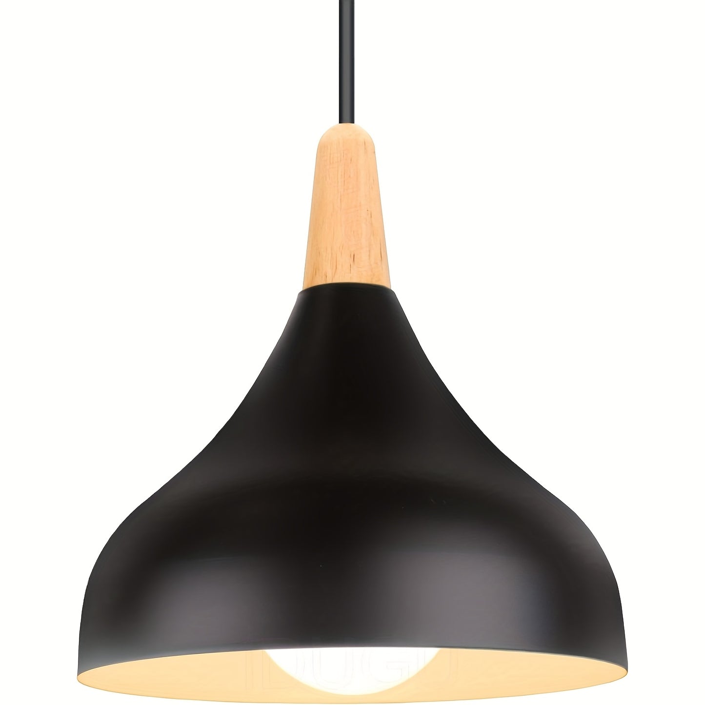 Moderne dråbeformet pendel | Metal- og trælampe