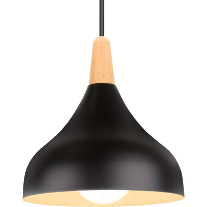Moderne dråbeformet pendel | Metal- og trælampe