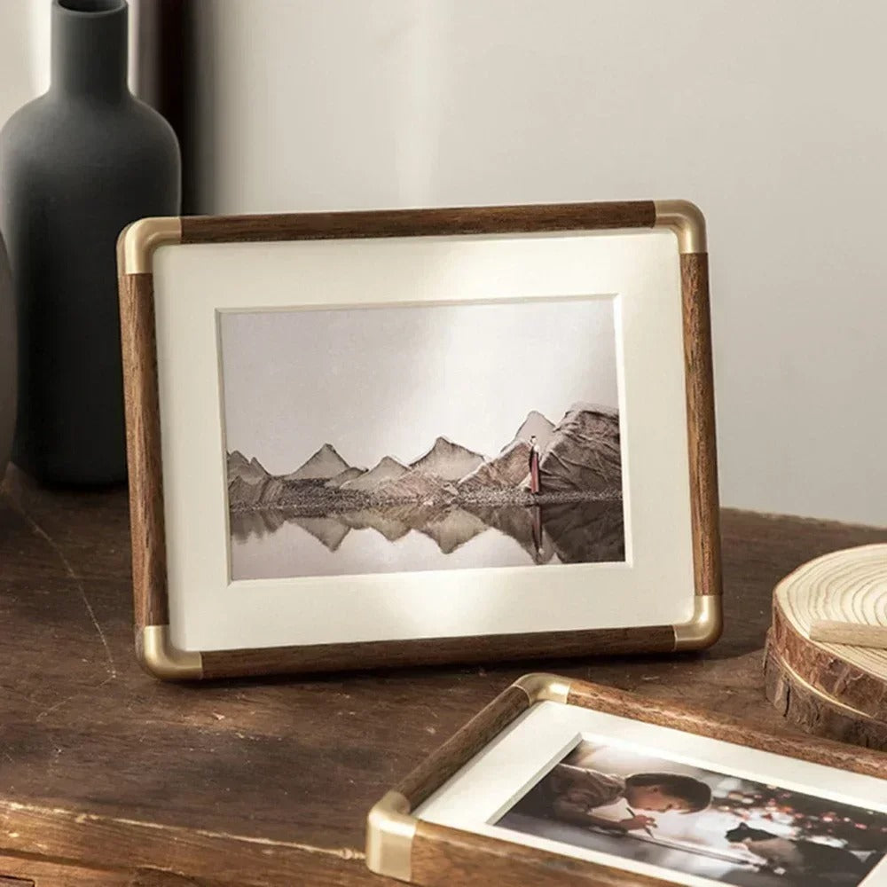 Brooks Tabletop Photo Frame | Vintage Wood & Brass Design