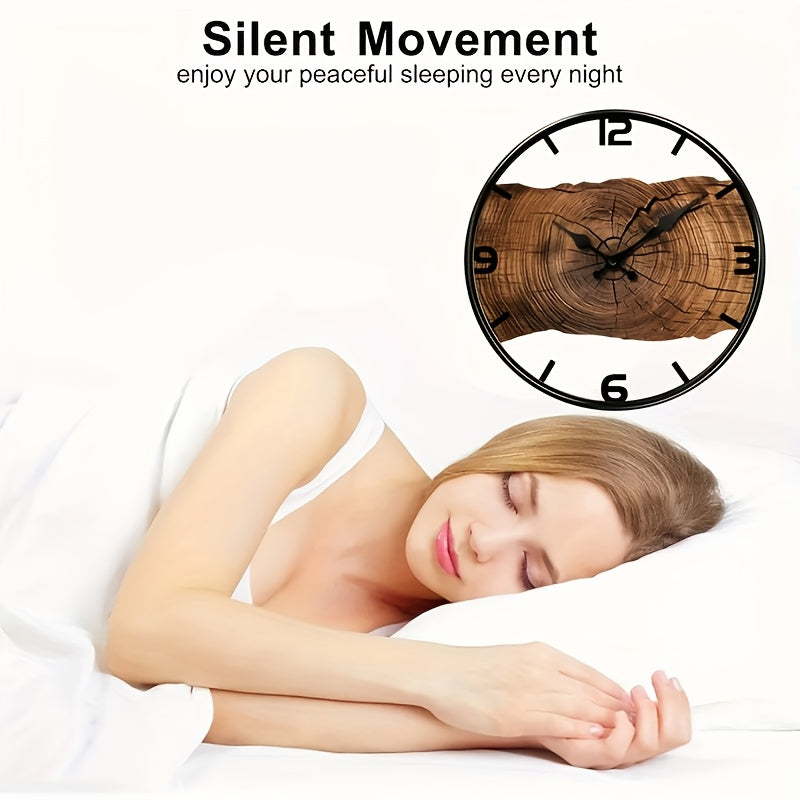 Rustic Log Pattern Wall Clock | Natural Wood Look Timepiece