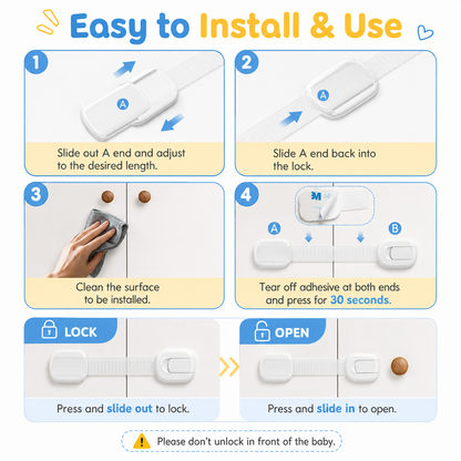 Baby Proof Cabinet Locks Child Safety Adhesive Straps - Image 4