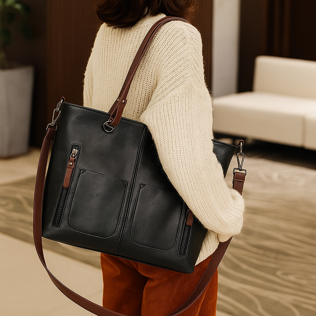 Work Bag Women Vintage Leather Tote Handbag Office Travel - Image 6