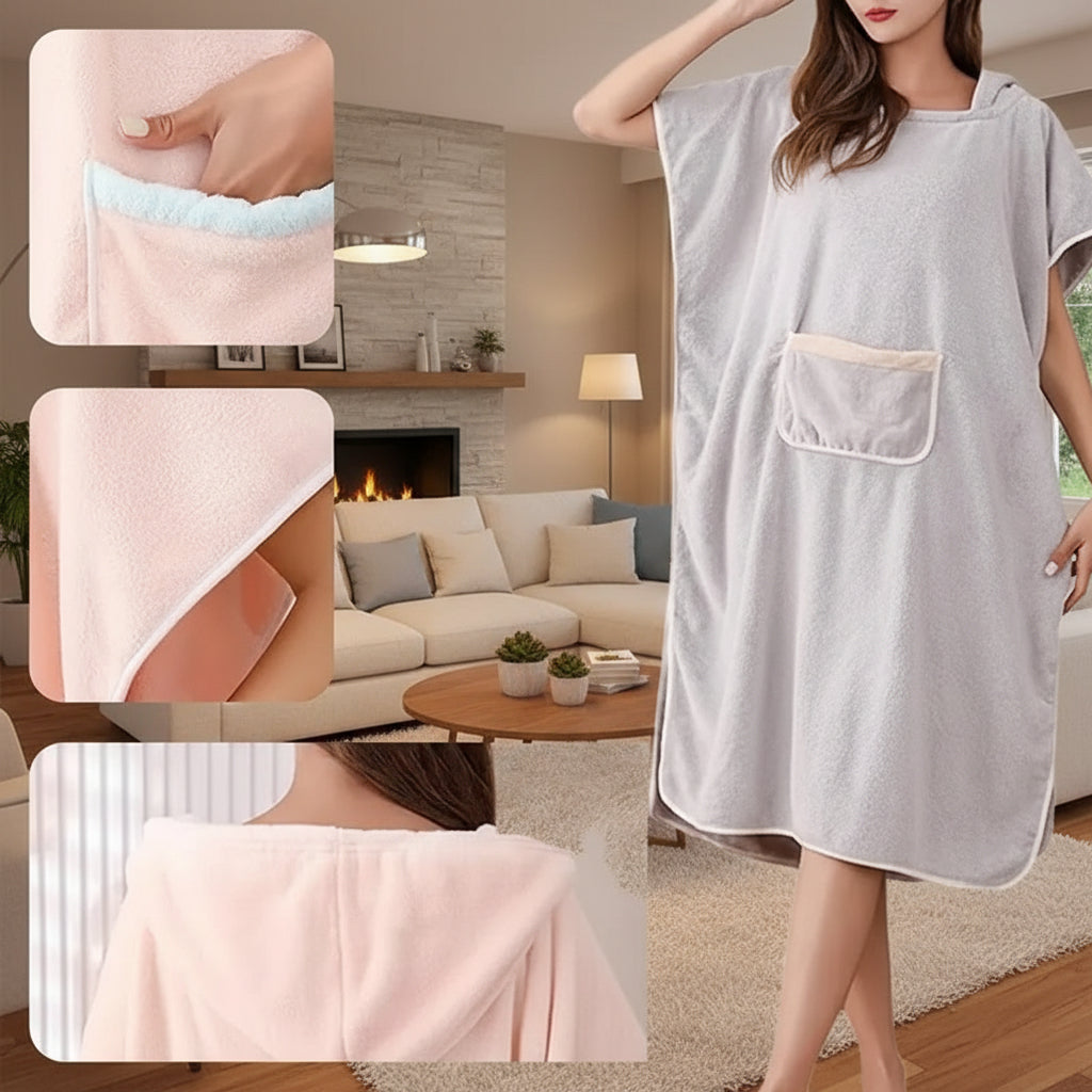 Bathrobe Poncho Hooded Pocket Design - Image 2