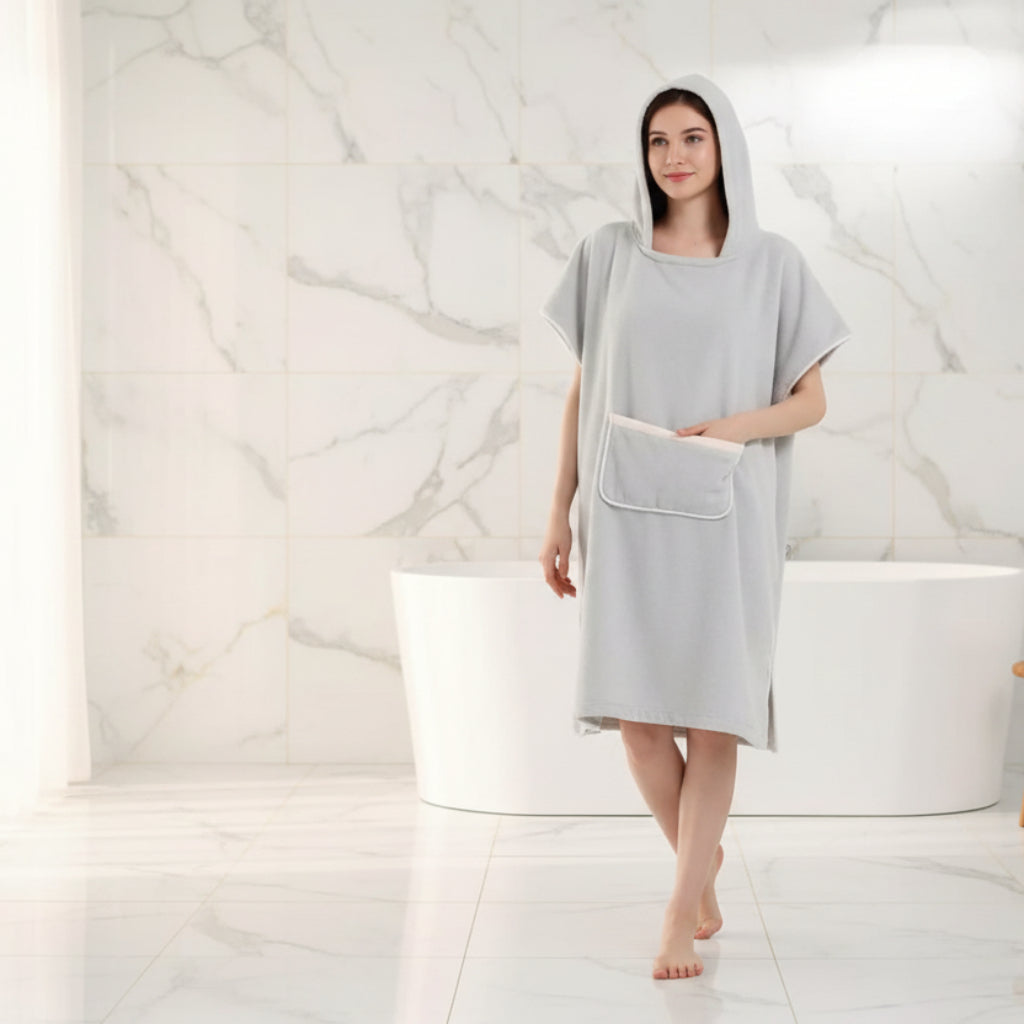 Bathrobe Poncho Hooded Pocket Design - Image 3