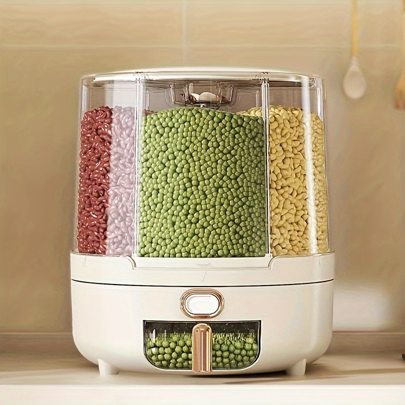 Recipient de Alimente Etanș Rotativ | Dispenser de Cereale și Grăunțe cu Capacitate Mare și Design de 360°