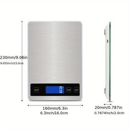 Bilancia da cucina digitale 15kg | Bilancia di precisione per alimenti ricaricabile USB