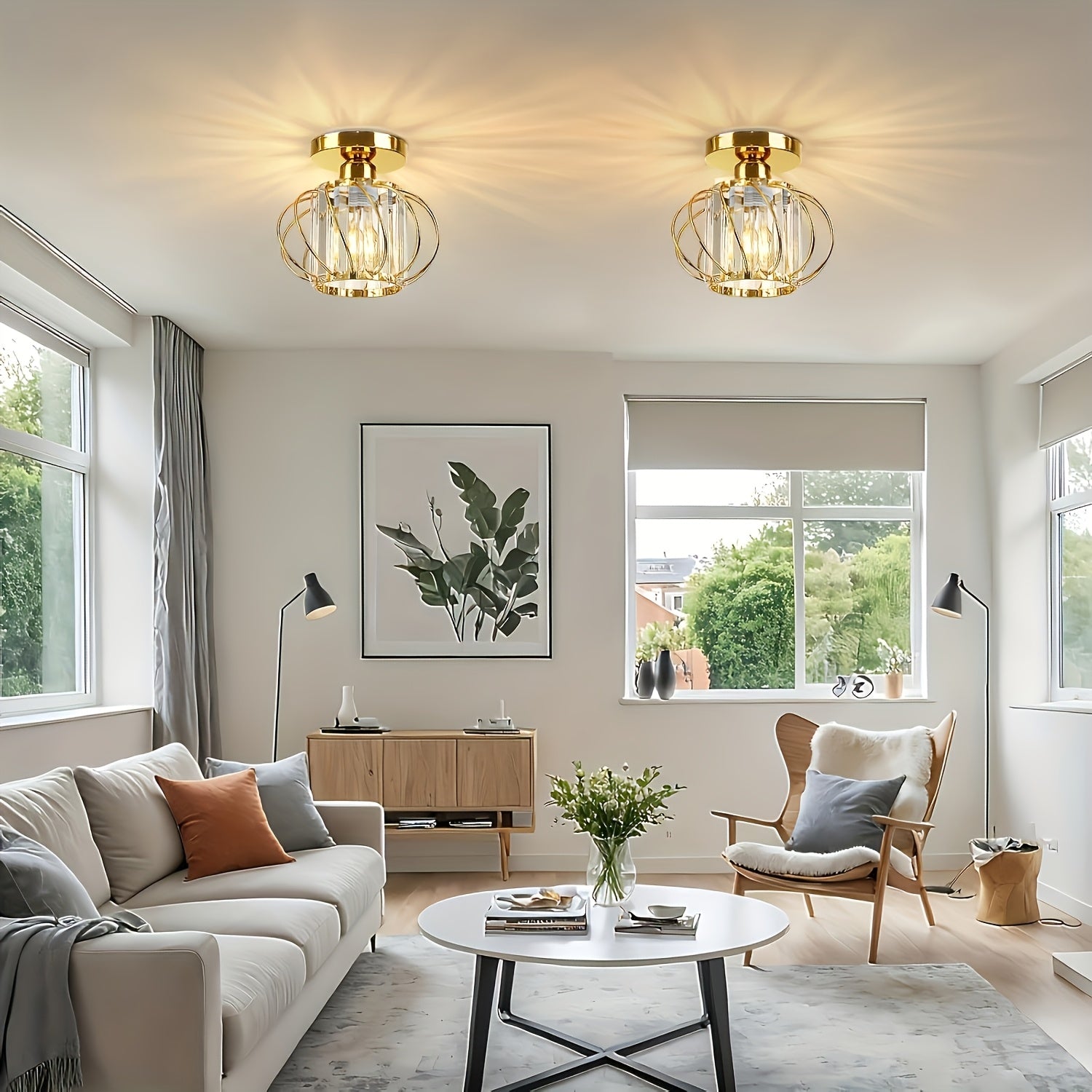 Modern Industrial Cage Ceiling Light | Elegant Semi Flush Mount Fixture