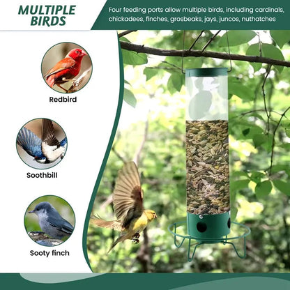 Bird Feeder Squirrel Proof Hanging Metal Wild Bird Seed Tube - Image 2