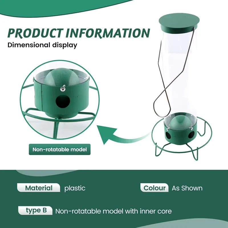 Bird Feeder Squirrel Proof Hanging Metal Wild Bird Seed Tube - Image 4