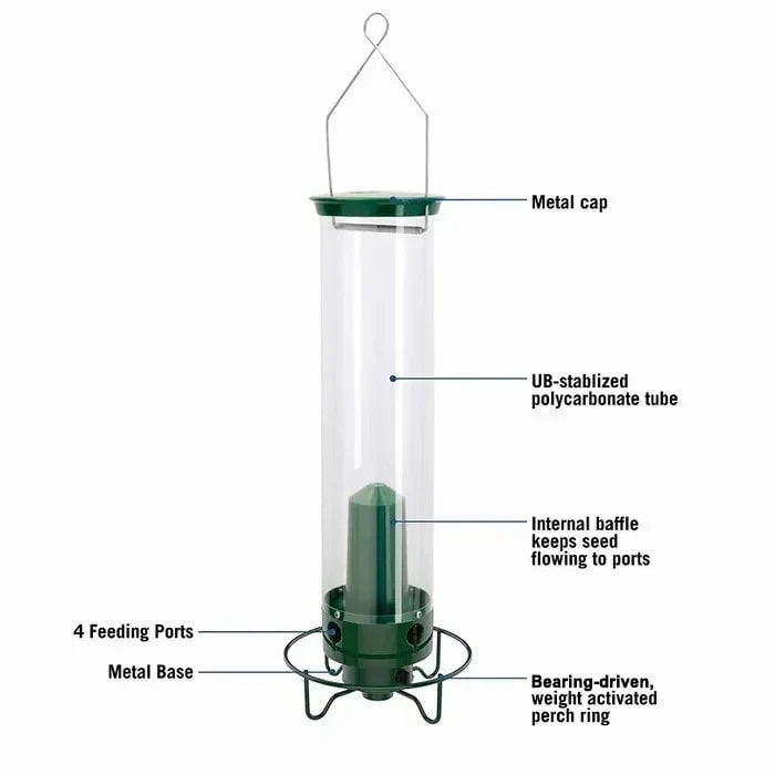 Bird Feeder Squirrel Proof Hanging Metal Wild Bird Seed Tube - Image 8
