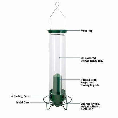 Bird Feeder Squirrel Proof Hanging Metal Wild Bird Seed Tube - Image 8