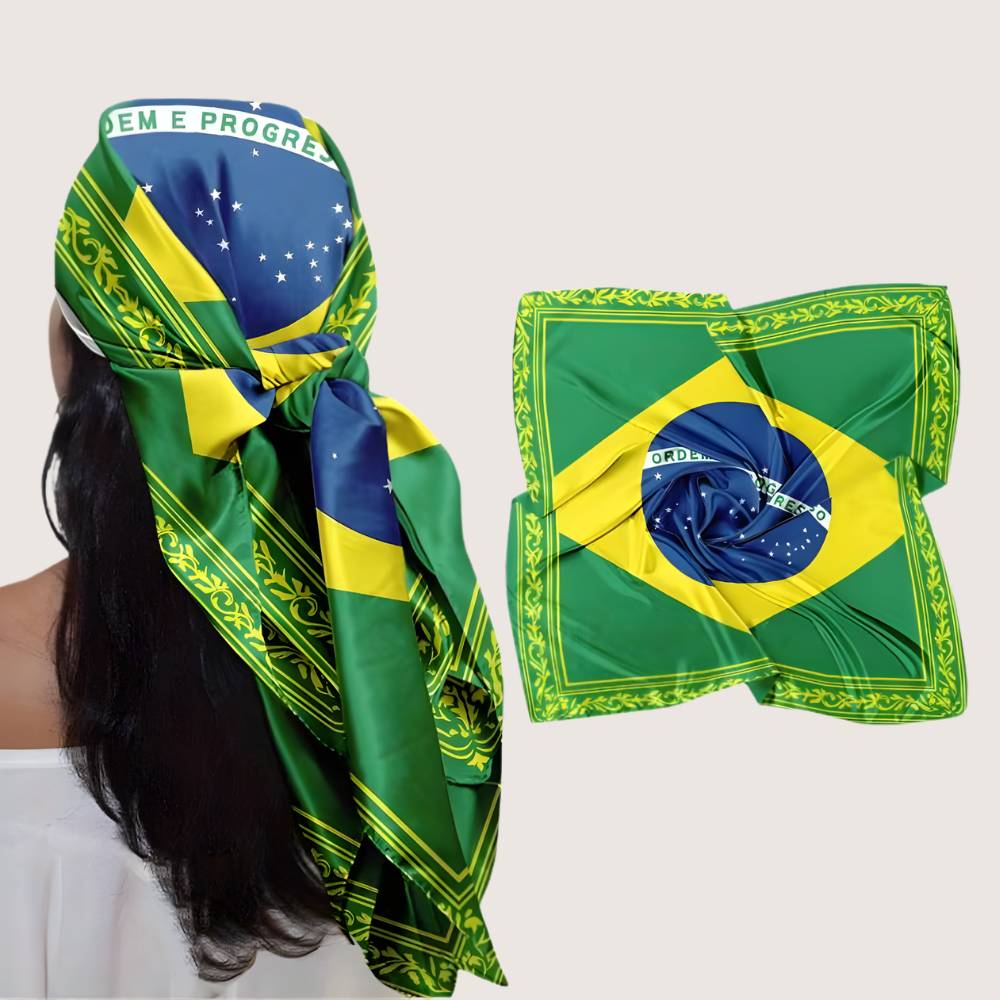 Brazil Flag World Cup Head Scarf Bandana Square - Image 1