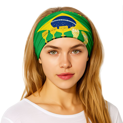 Brazil Flag World Cup Headband Gaiter Face Cover - Image 1