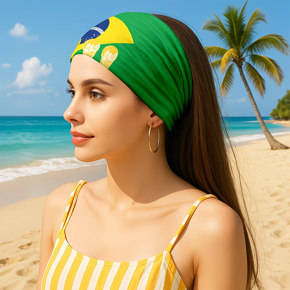 Brazil Flag World Cup Headband Gaiter Face Cover - Image 2