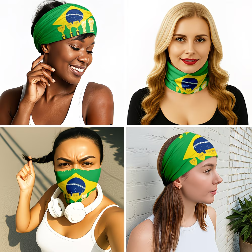Brazil Flag World Cup Headband Gaiter Face Cover - Image 3