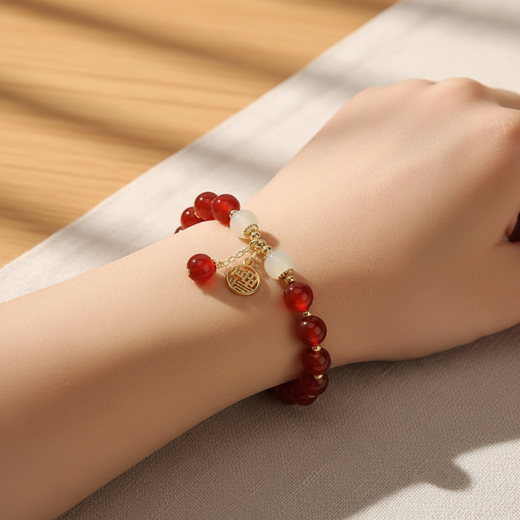 Perlenarmband Muttertagsgeschenk Natürlicher Stein Roter Schmuck