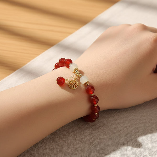 Perlearmbånd Mors Dag Gave Naturlig Sten Rød Smykker