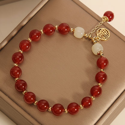 Perlenarmband Muttertagsgeschenk Natürlicher Stein Roter Schmuck