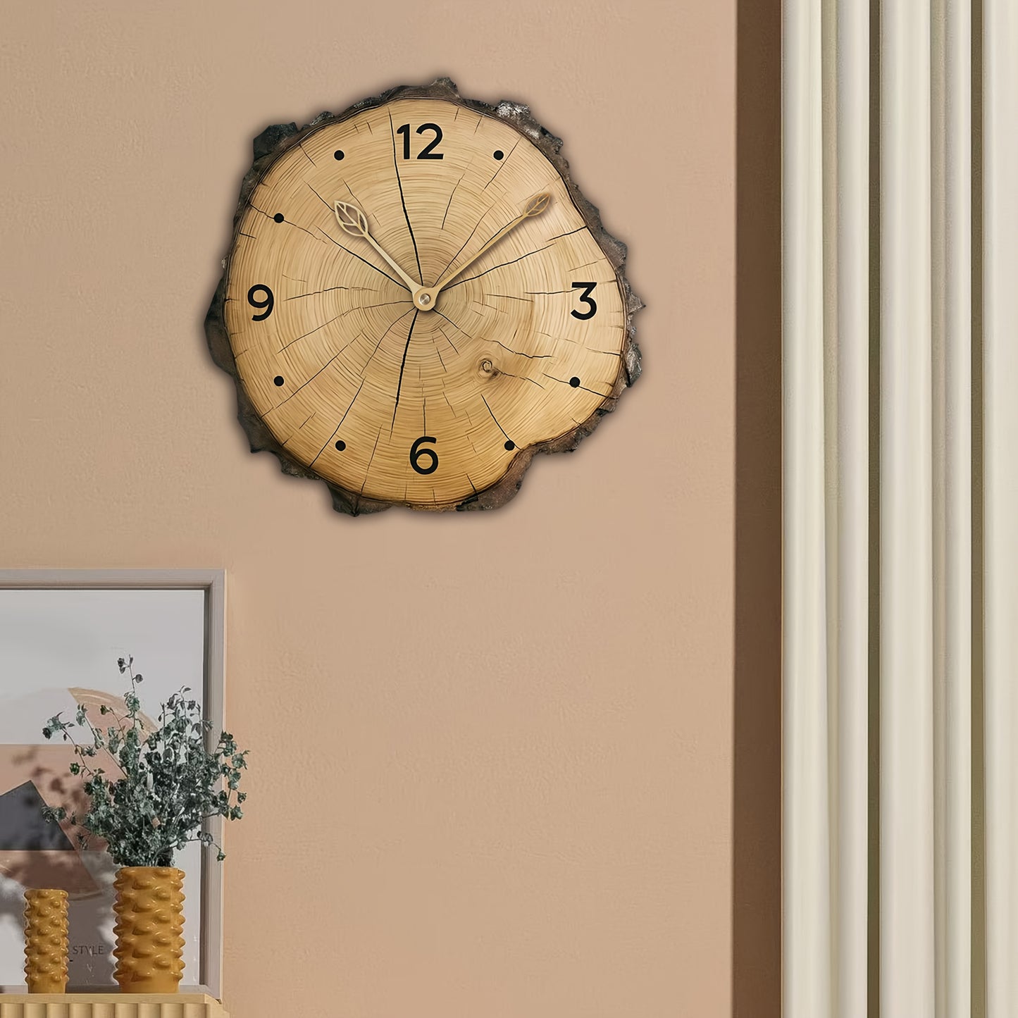 Reloj de Pared de Rodaja de Madera Rústica | Decoración para el Hogar con Diseño de Tronco Natural
