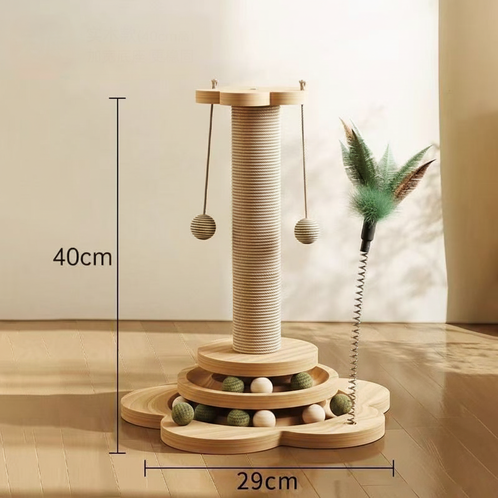 Cat Scratching Post Interactive Toy Fun Activity Center - Image 9