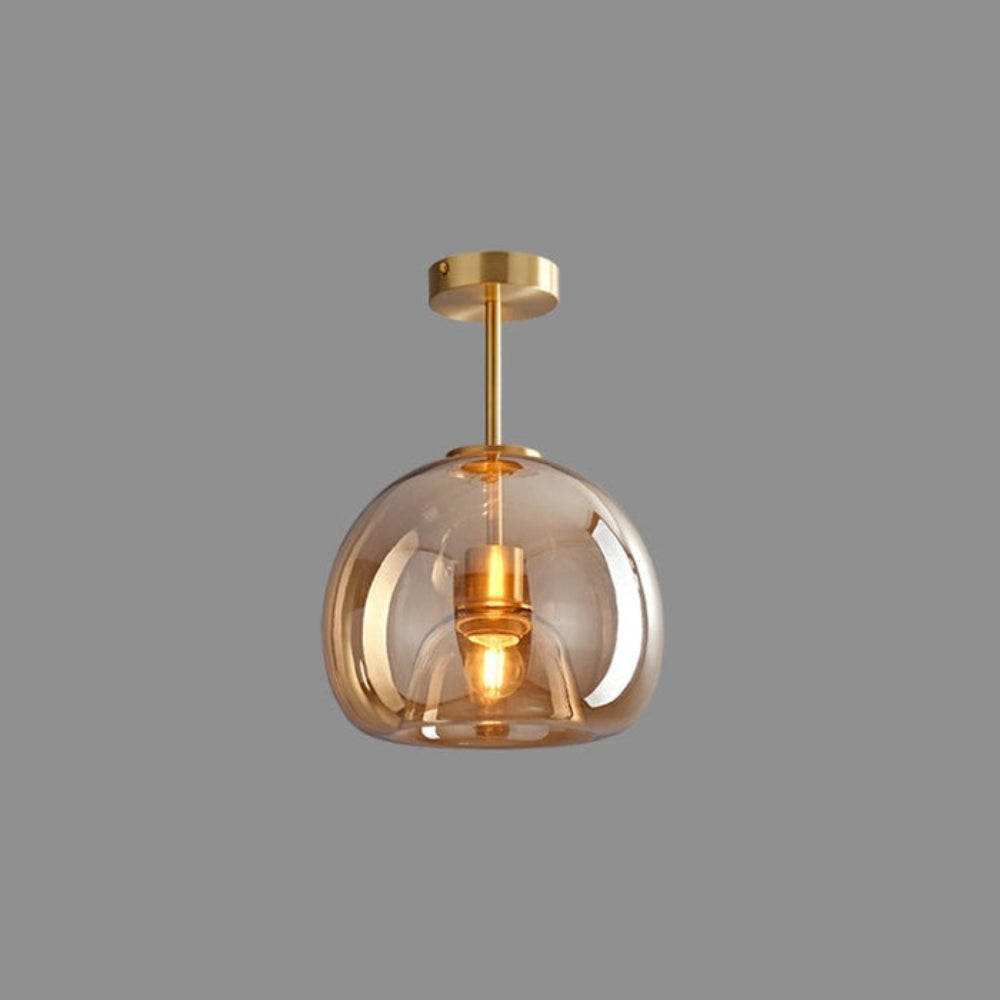 Vintage Bubble Glass Ceiling Light | Retro Amber Glass Pendant