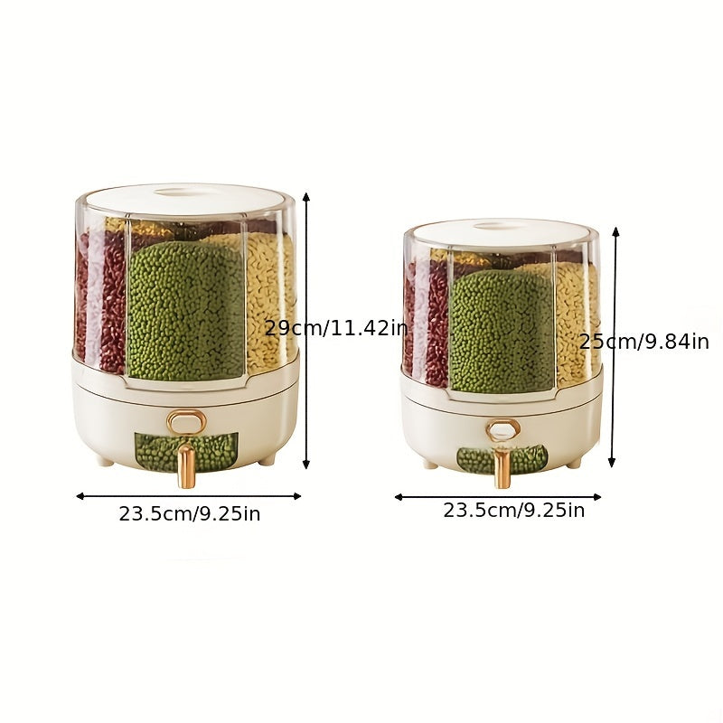 Recipient de Alimente Etanș Rotativ | Dispenser de Cereale și Grăunțe cu Capacitate Mare și Design de 360°