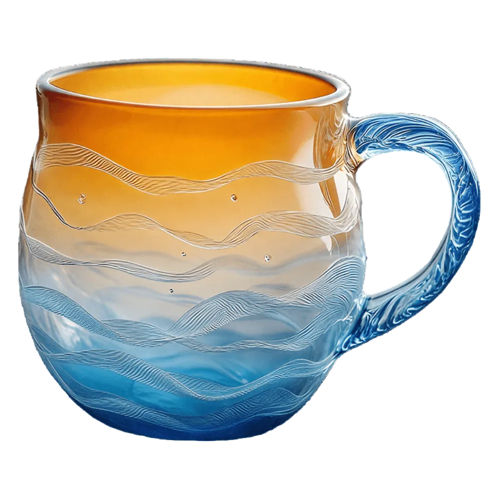 Coastal Decor Hand Blown Mug Sea Glass Texture - Image 1