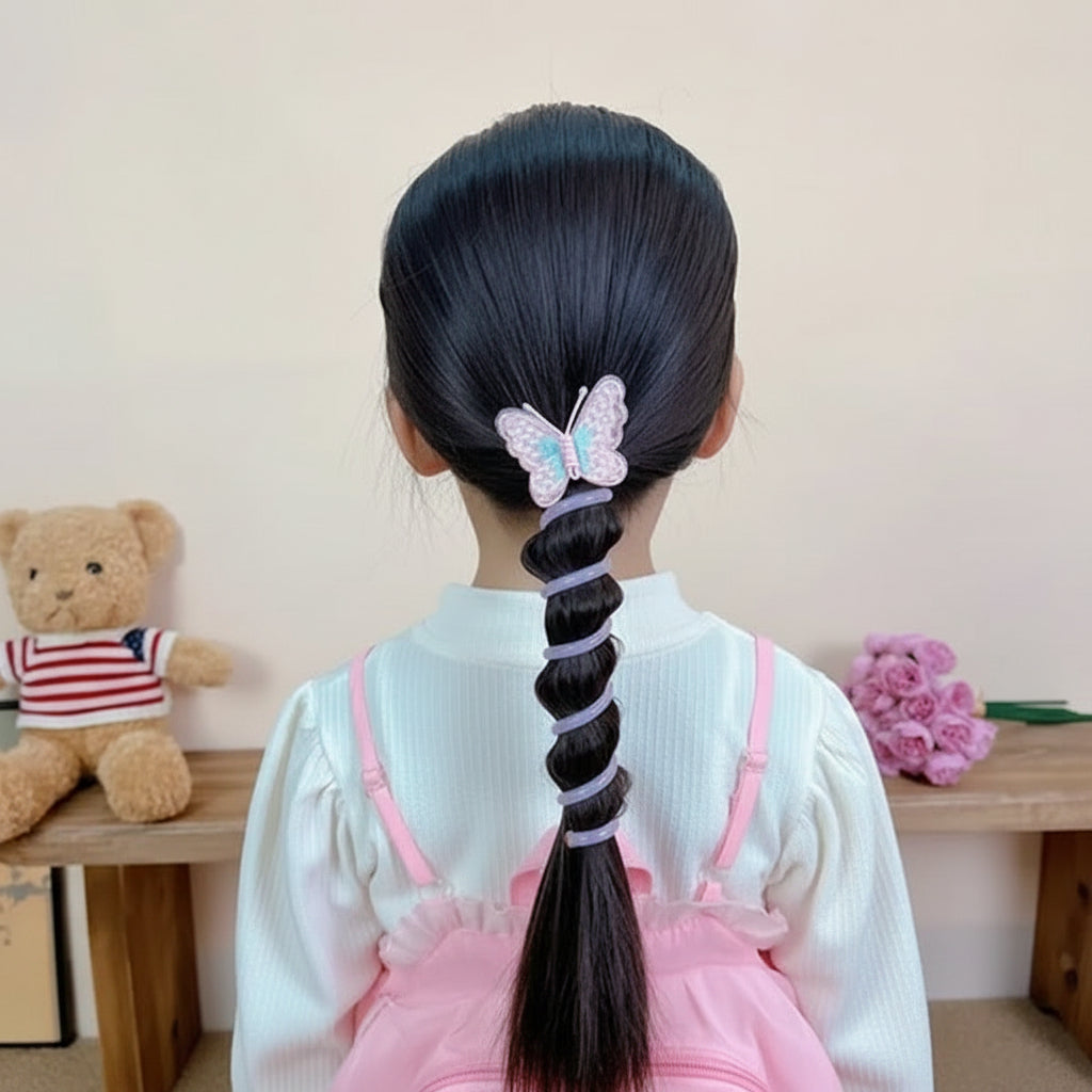 Cute Hair Bands Spiral Ties Butterfly Design - Image 15