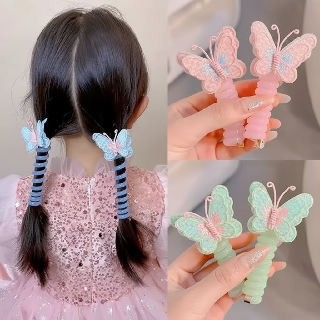 Cute Hair Bands Spiral Ties Butterfly Design - Image 18