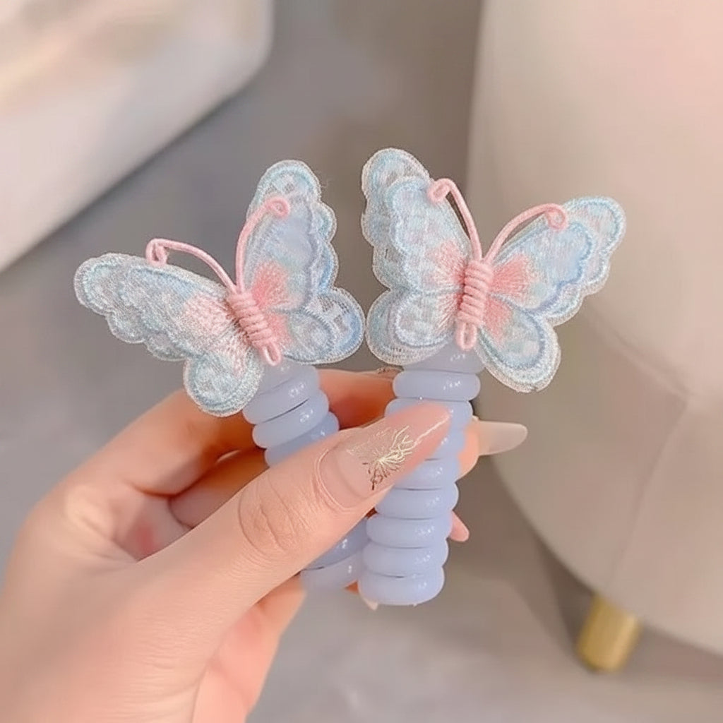 Cute Hair Bands Spiral Ties Butterfly Design - Image 4