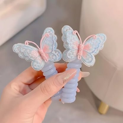 Cute Hair Bands Spiral Ties Butterfly Design - Image 4