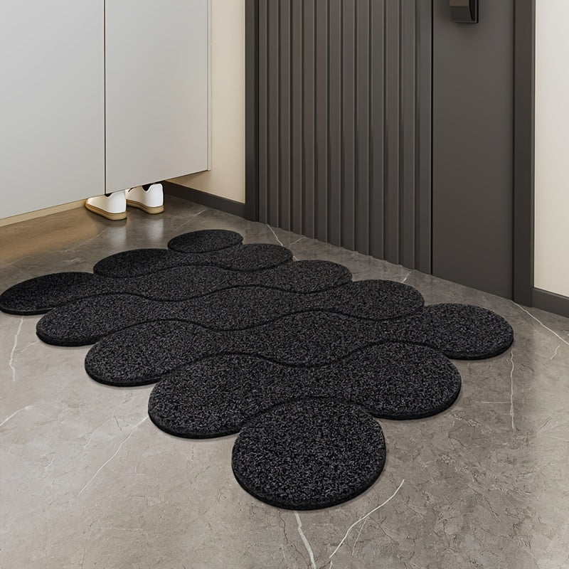 Non-Slip Door Mat | Black Hollow PVC Design with Rubber Backing