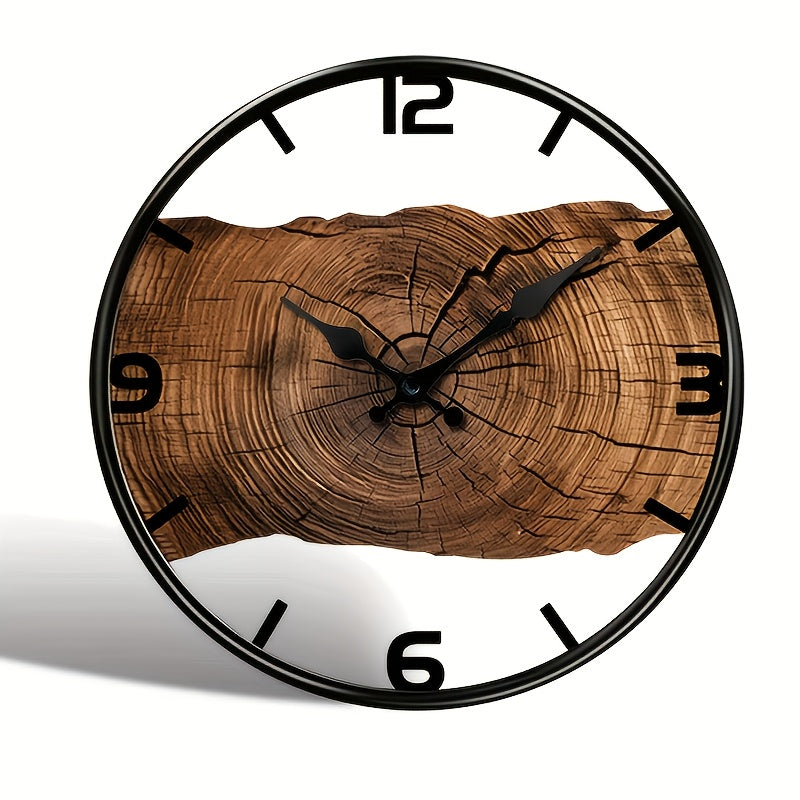 Rustic Log Pattern Wall Clock | Natural Wood Look Timepiece