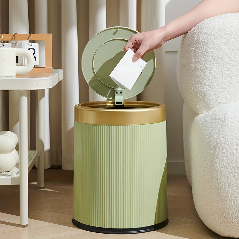 Luxury Oval Trash Can | Press-Top Waste Bin with Dual Inner Bucket