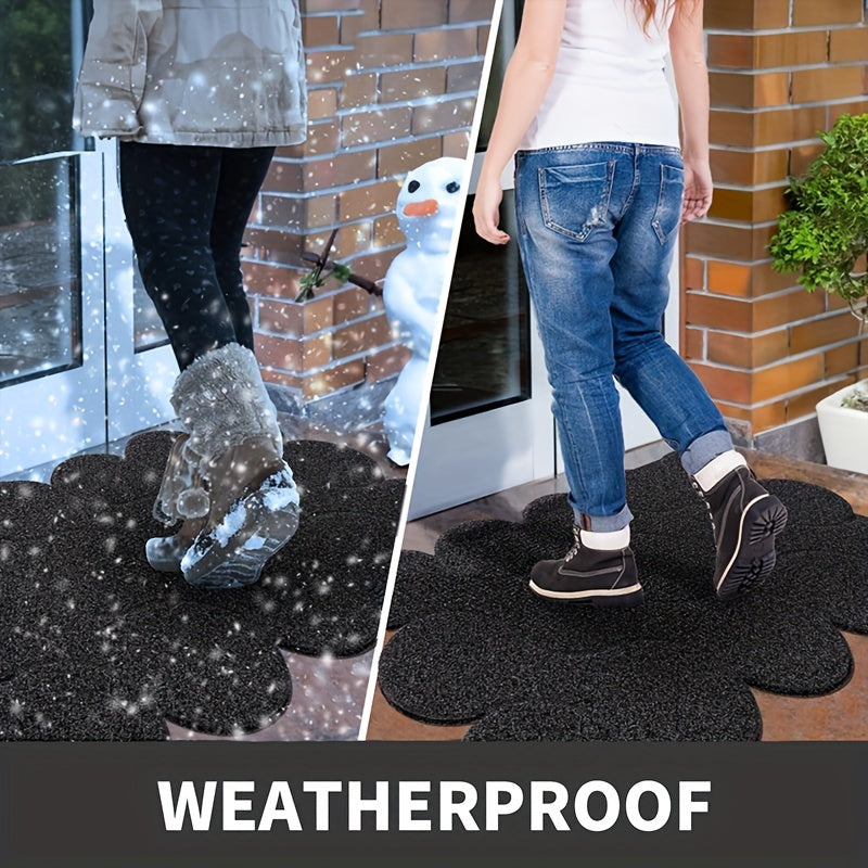 Non-Slip Door Mat | Black Hollow PVC Design with Rubber Backing