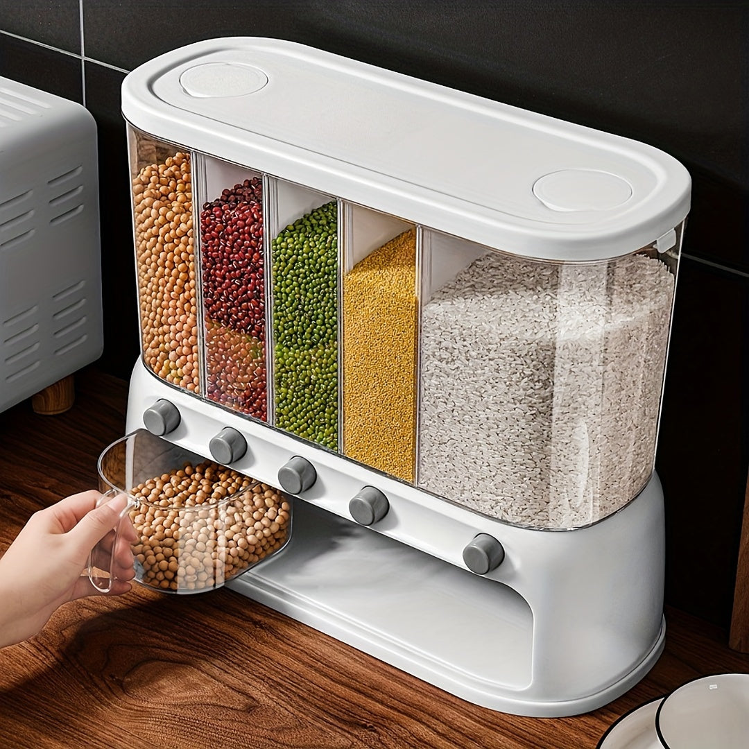 Container de depozitare a cerealelor pentru bucătărie cu mai multe compartimente | Organizator de cămară etanș cu capac rabatabil