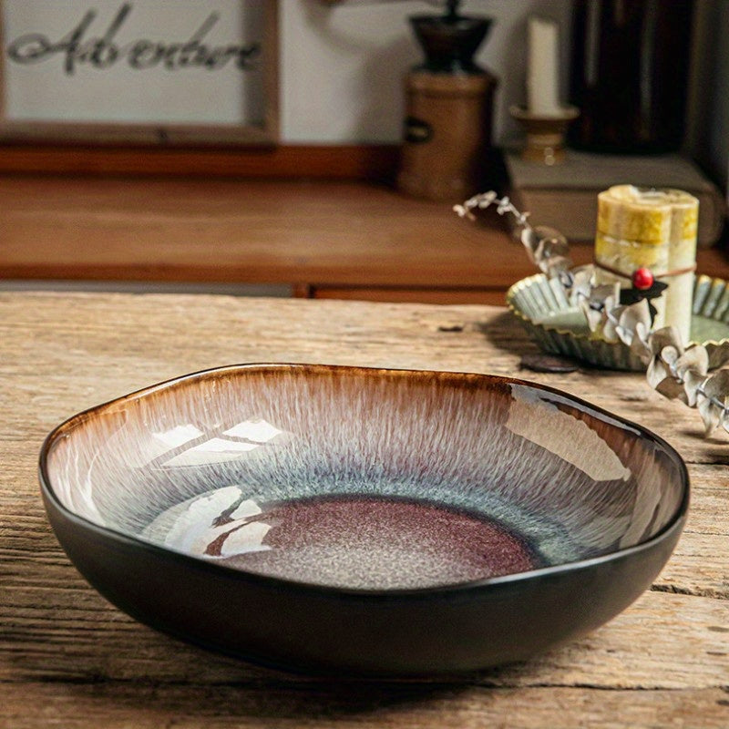 Celeste Retro Glazed Deep Plate | Retro Glazed Irregular Dish