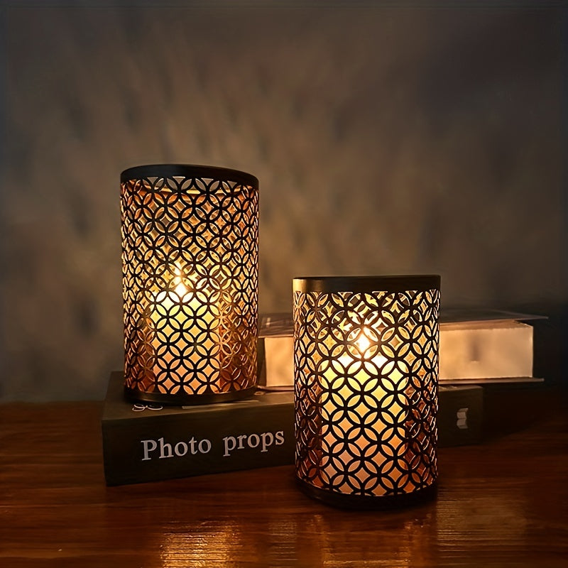 3-Piece Nordic Iron Candle Holder Set | Hollow Geometric Design