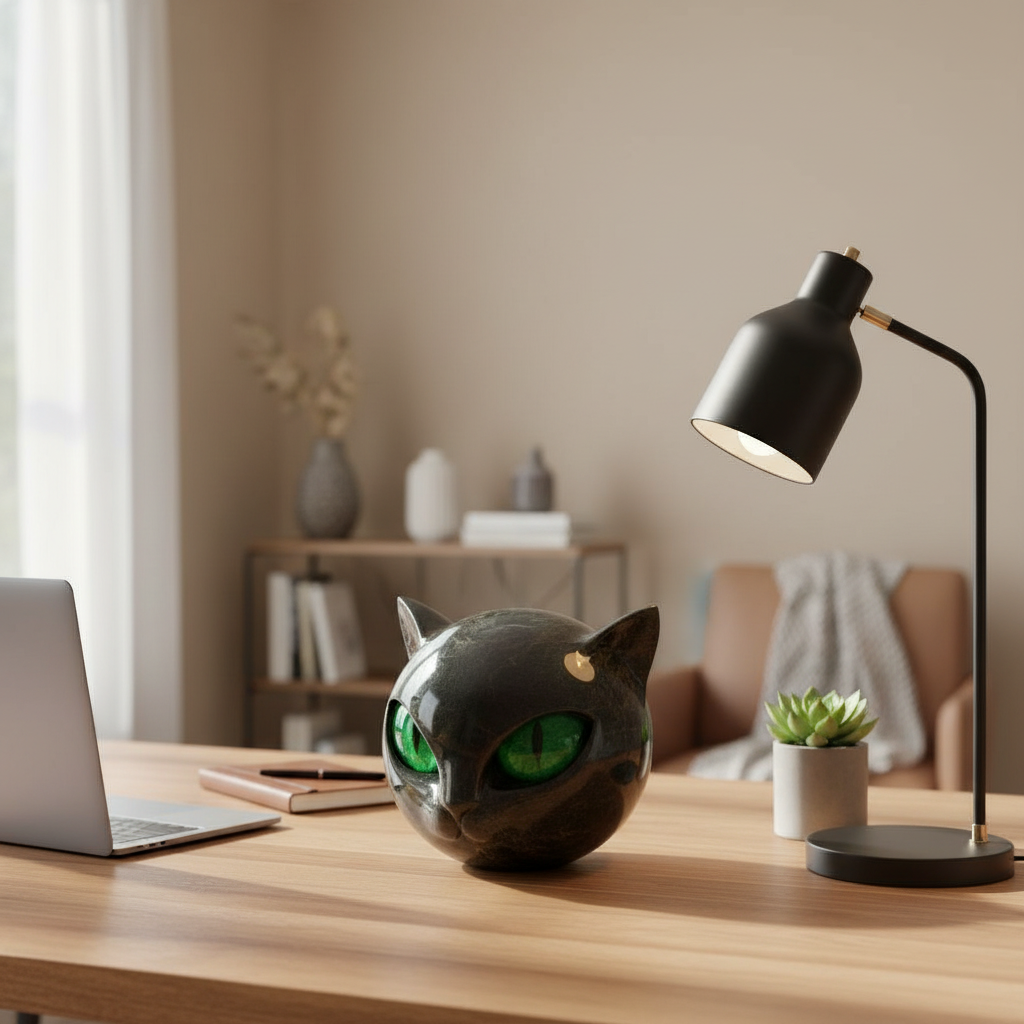 Decorative Cat Sculpture Unique Home Accent Modern Interiors - Image 3