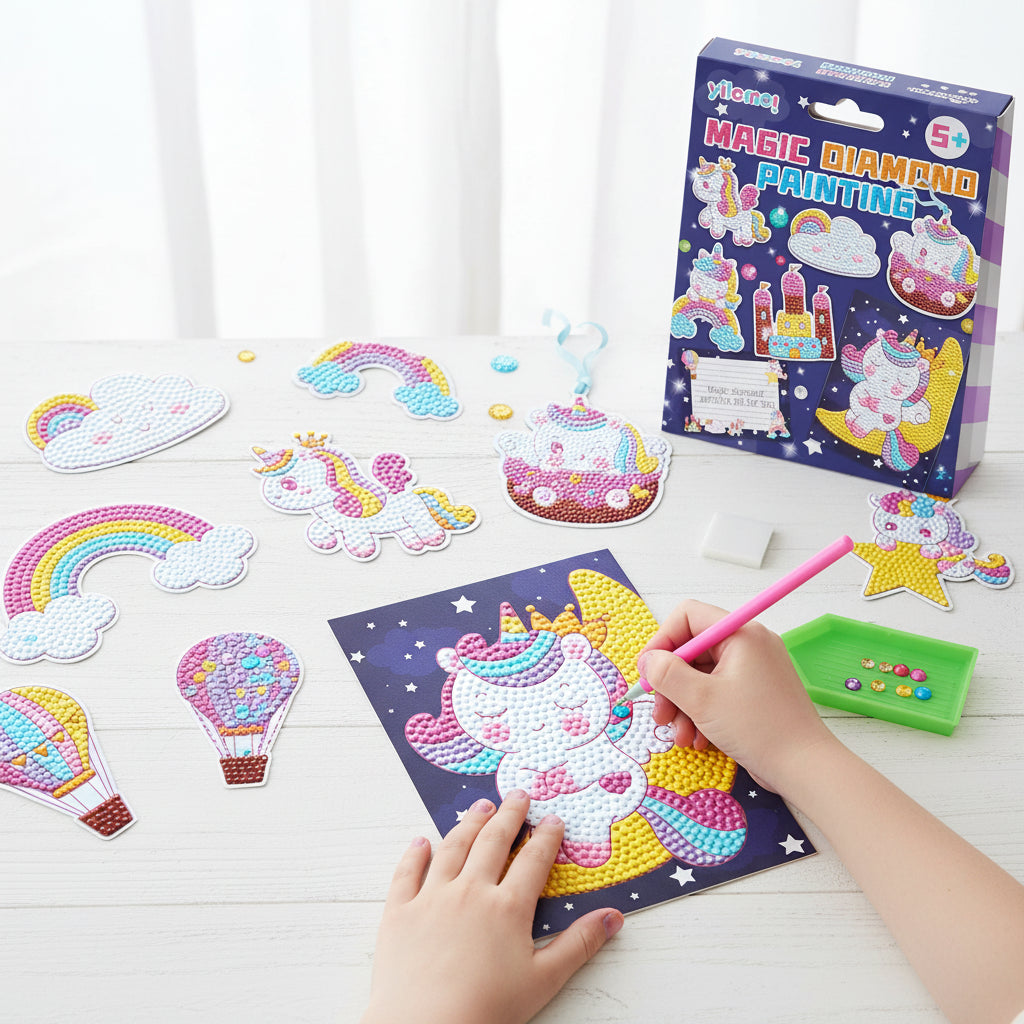 Set di Quadri Diamantati Unicorno e Dinosauro per Decorazione Murale