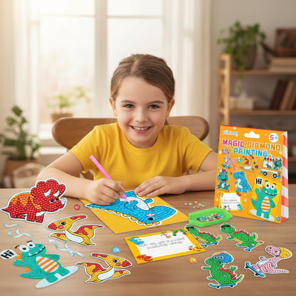 Set di Quadri Diamantati Unicorno e Dinosauro per Decorazione Murale