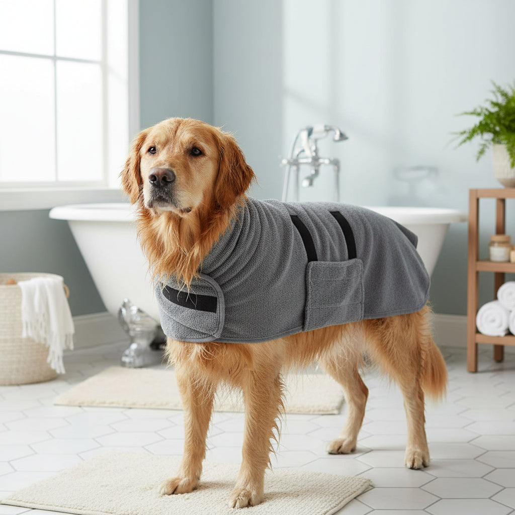 Dog Towel Drying Coat Adjustable Fit Pets Dog Bath Towel - Image 6