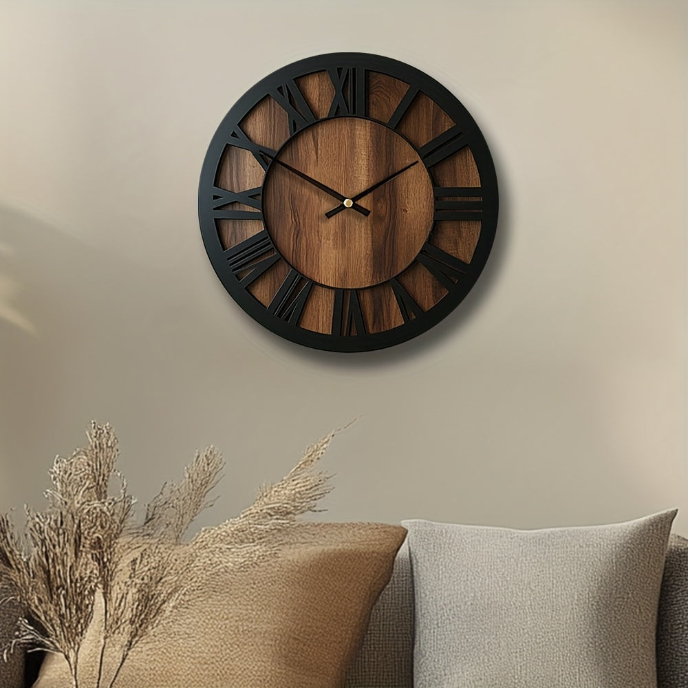 Vintage Wooden Wall Clock | Roman Numeral Design