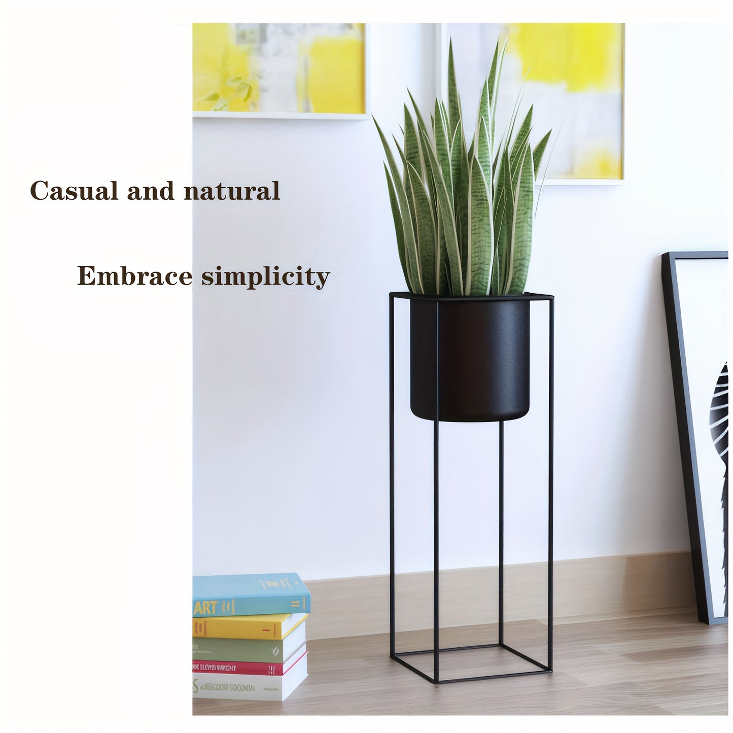 Metal indendørs planteholder | Moderne sort rektangulær planteholder