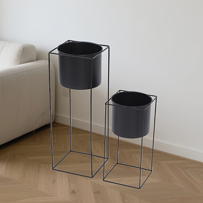 Metal indendørs planteholder | Moderne sort rektangulær planteholder