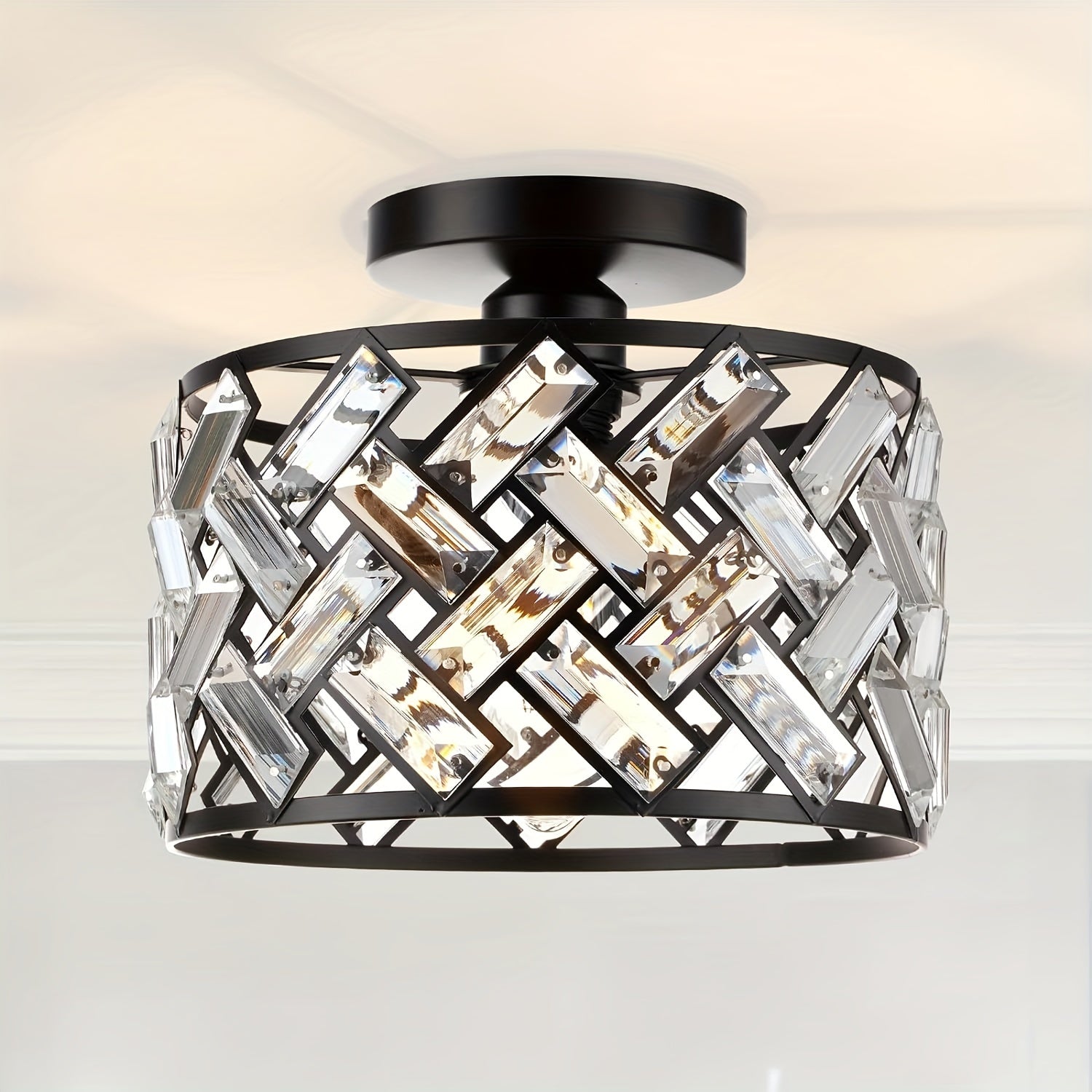 Modern Crystal Semi Flush Mount Ceiling Light | Elegant Decorative Fixture