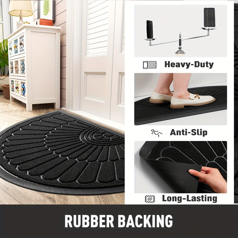 Semi-Circle Rubber Door Mat | Non-Slip Outdoor Entrance Mat