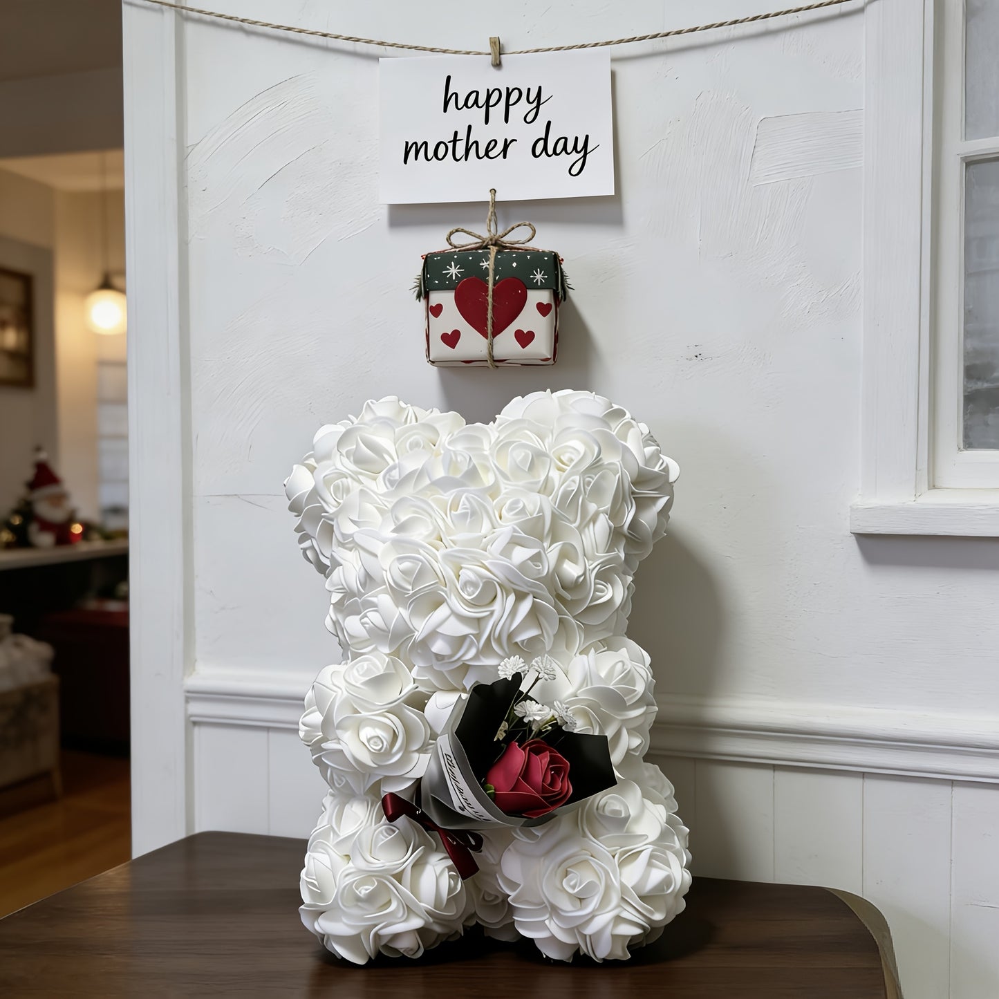 Muttertags-Rosenbär Geschenk Künstliche Blume Teddybär Dekoration