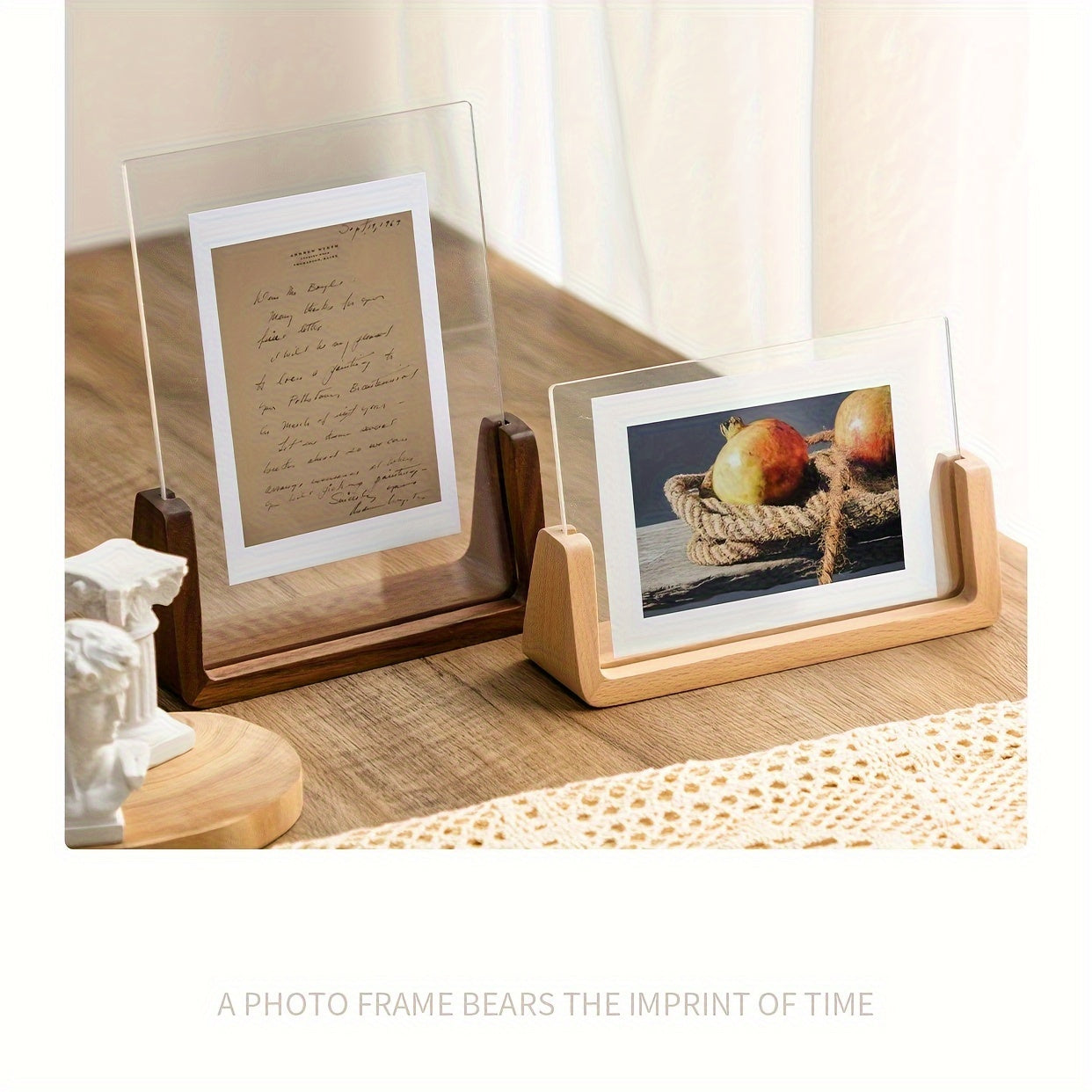 U-Shaped Acrylic & Wood Photo Frame | Modern Minimalist Display